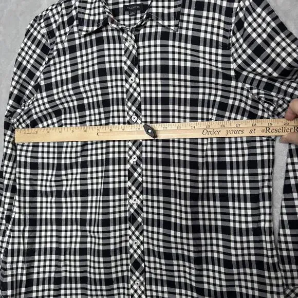 Talbots Shirt Womens Medium Black White Plaid Button Front Long Sleeve Cotton - Picture 8 of 10